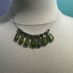 Elegant Green Teardrop Necklace & Earrings Costume Jewelry